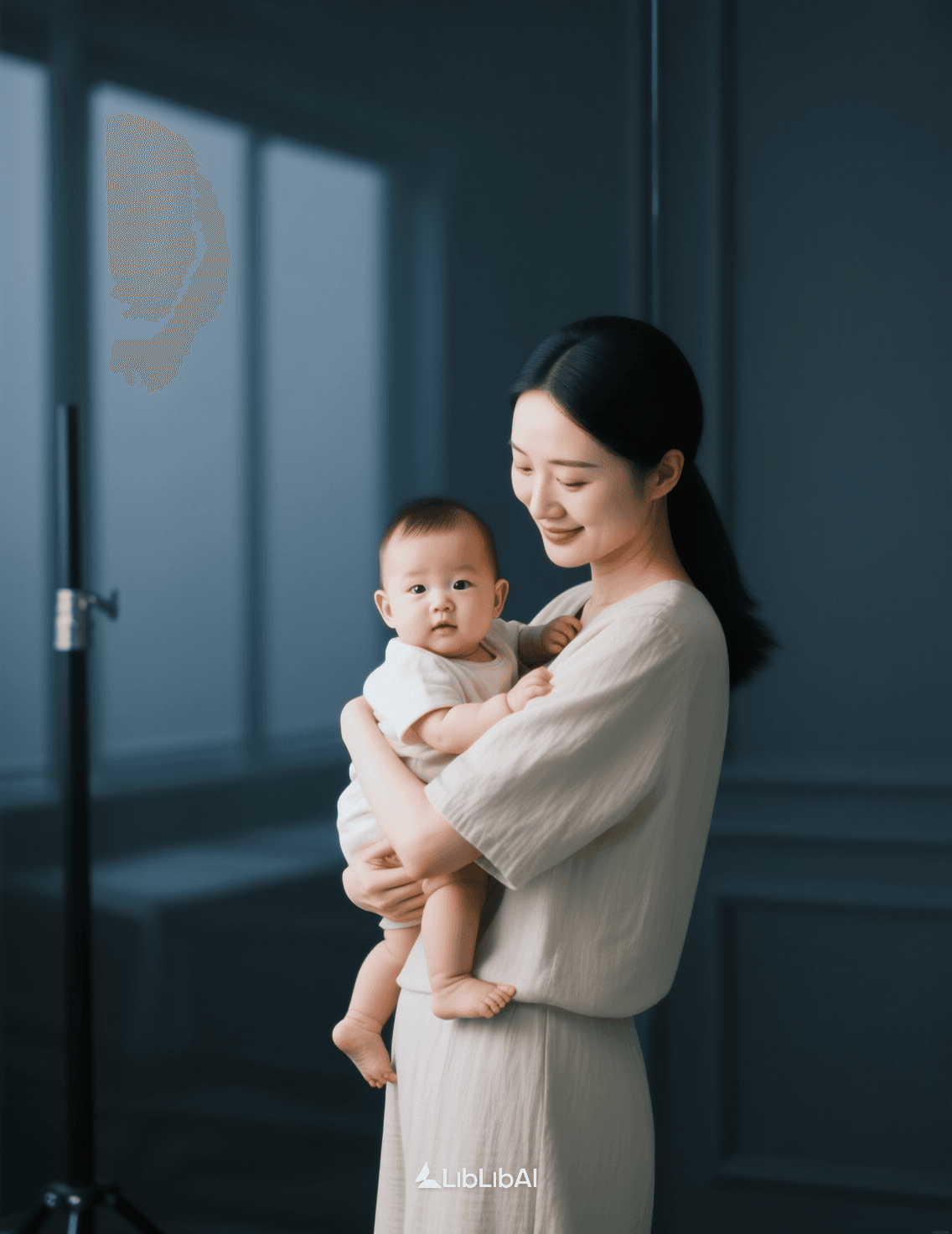 妈妈抱起宝宝的亲子摄影画面